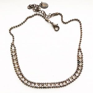 Claire's Vintage Bronze Gold and Silver Rhinestone Choker Necklace